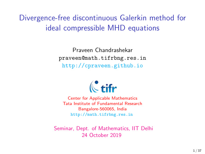 divergence free discontinuous galerkin method for ideal