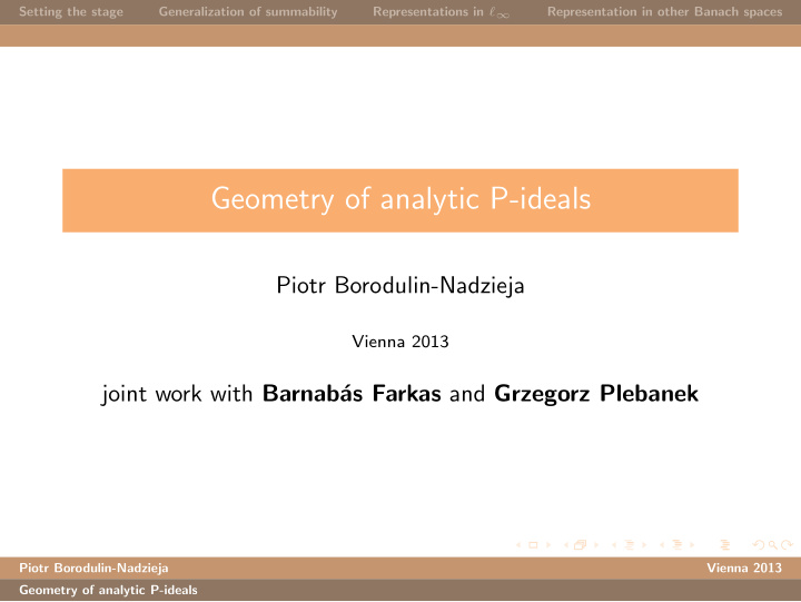 geometry of analytic p ideals