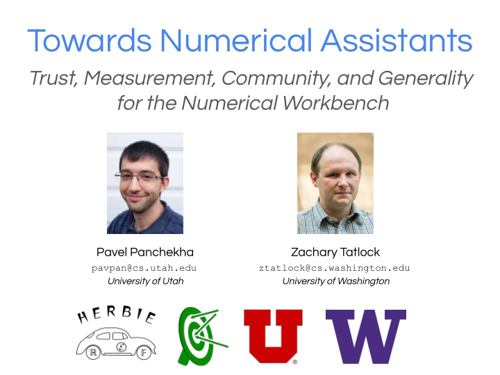 towards numerical assistants