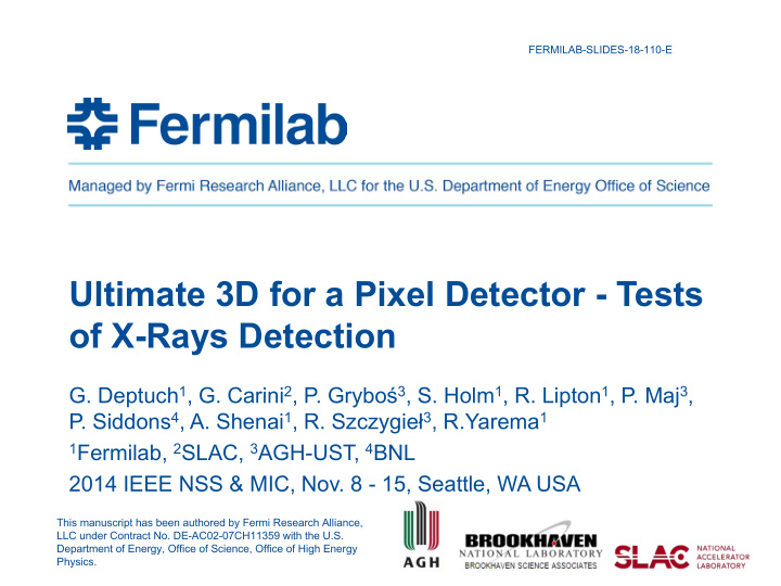 ultimate 3d for a pixel detector tests of x rays detection