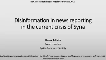 Disi  sinform  rmati  tion i  in  n ne  news r  rep  eporti  rting  in th  the cu  curr  rrent cri