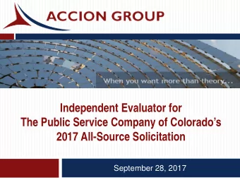 Independent Evaluator for  The Public Service Company of Colorados  2017 All-Source Solicitation
