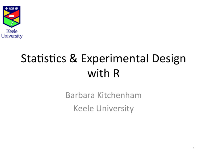 sta s cs experimental design with r