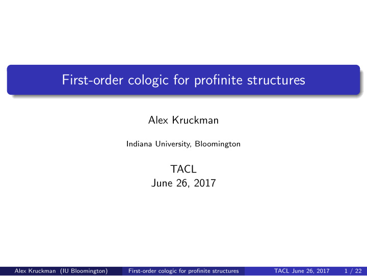 first order cologic for profinite structures