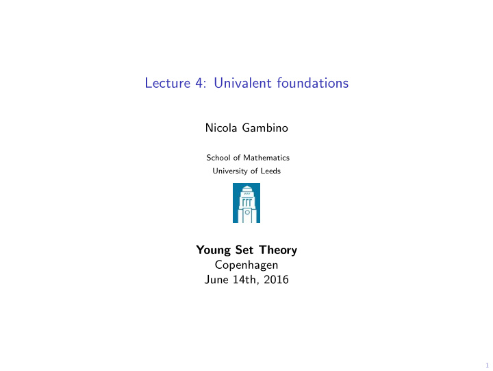 lecture 4 univalent foundations