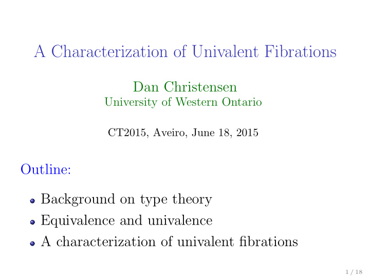 a characterization of univalent fibrations