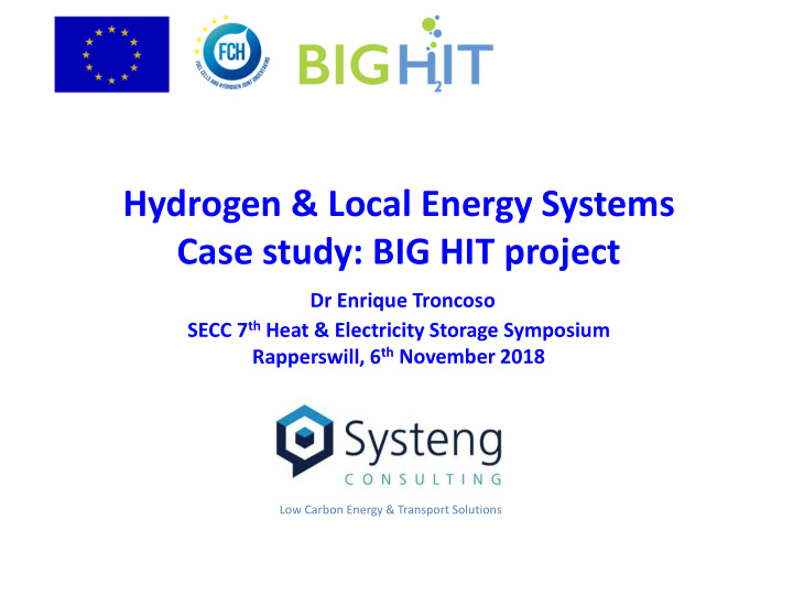 hydrogen local energy systems case study big hit project