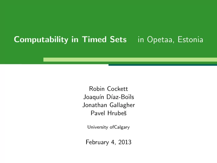 computability in timed sets in opetaa estonia
