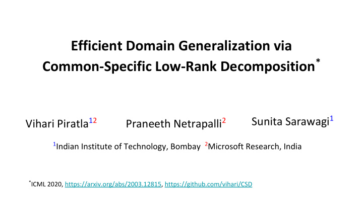 efficient domain generalization via