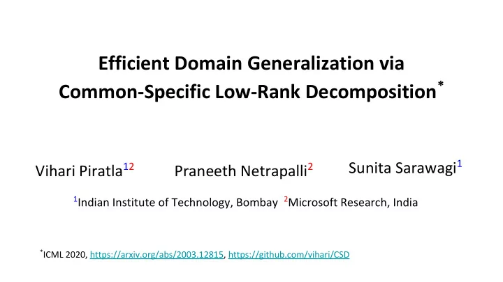efficient domain generalization via