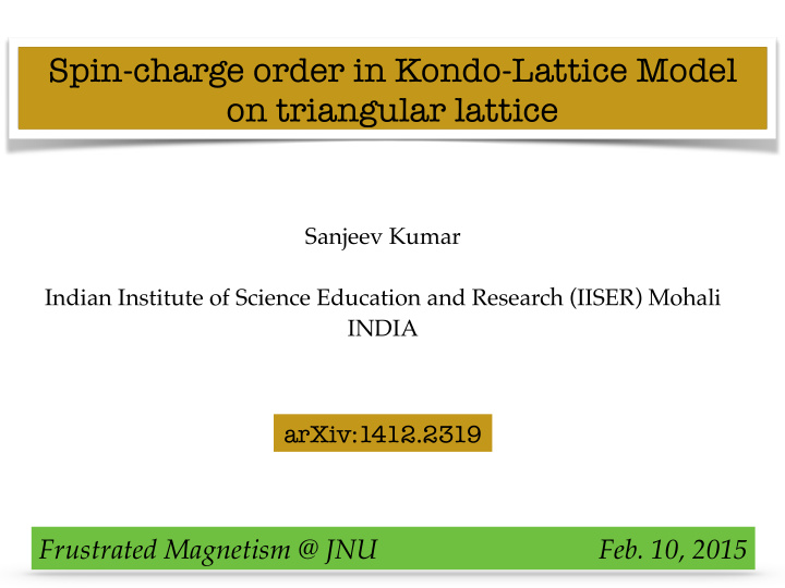 spin charge order in kondo lattice model on triangular