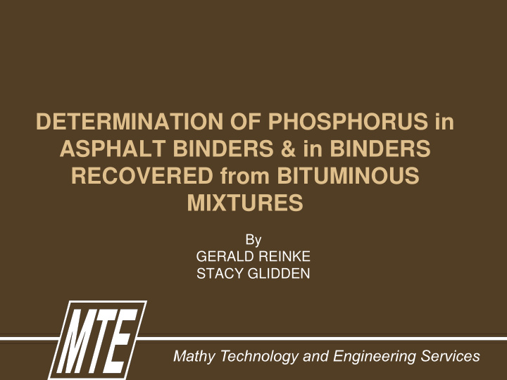 determination of phosphorus in asphalt binders amp in