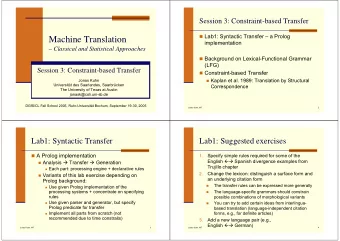 Machine Translation  implementation  Classical and Statistical Approaches  Background on