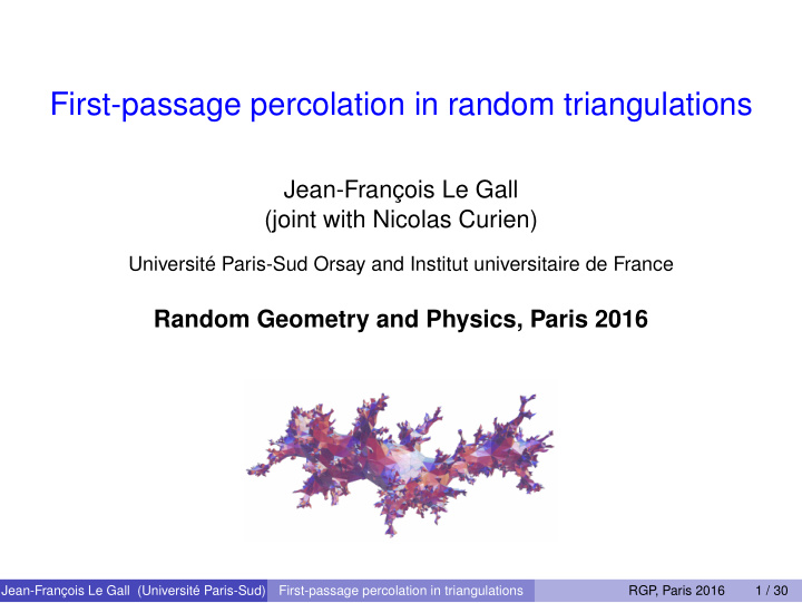 first passage percolation in random triangulations