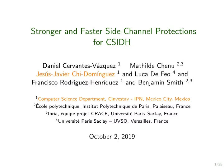 stronger and faster side channel protections for csidh