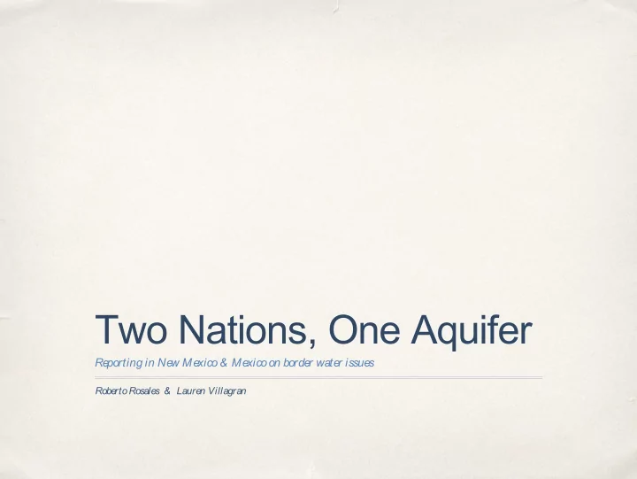two nations one aquifer
