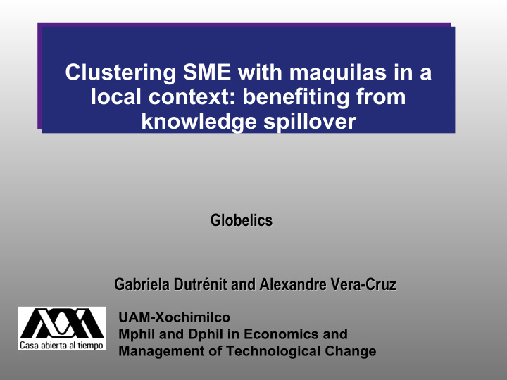 clustering sme with maquilas in a clustering sme with