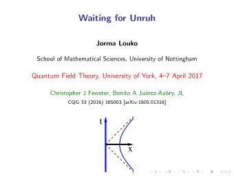 t  x  Excitation      +  +  Excitation      +  +  Plan 1. Unruh effect  Long time