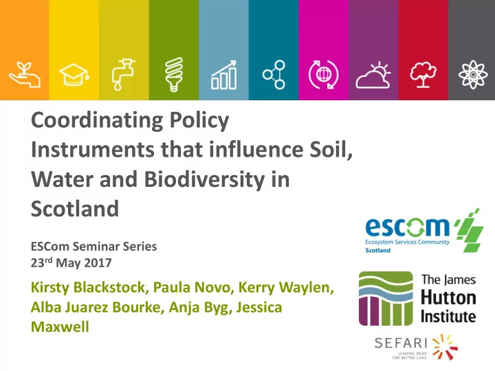 coordinating policy instruments that influence soil water