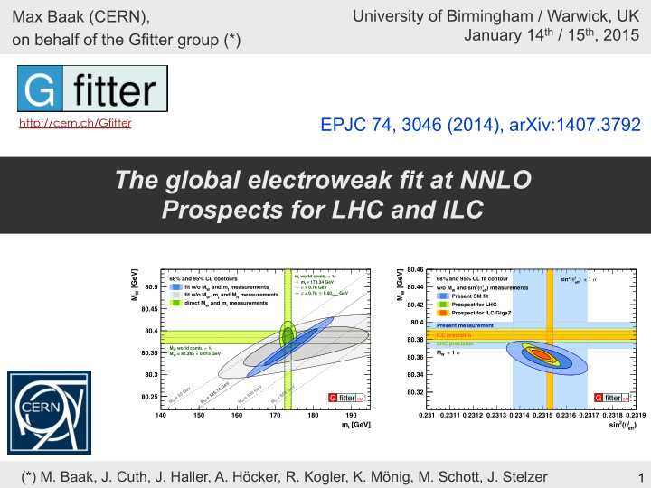 the global electroweak fit at nnlo prospects for lhc and