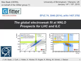 The global electroweak fit at NNLO  Prospects for LHC and ILC  80.46  [GeV]  [GeV]  m  world comb.