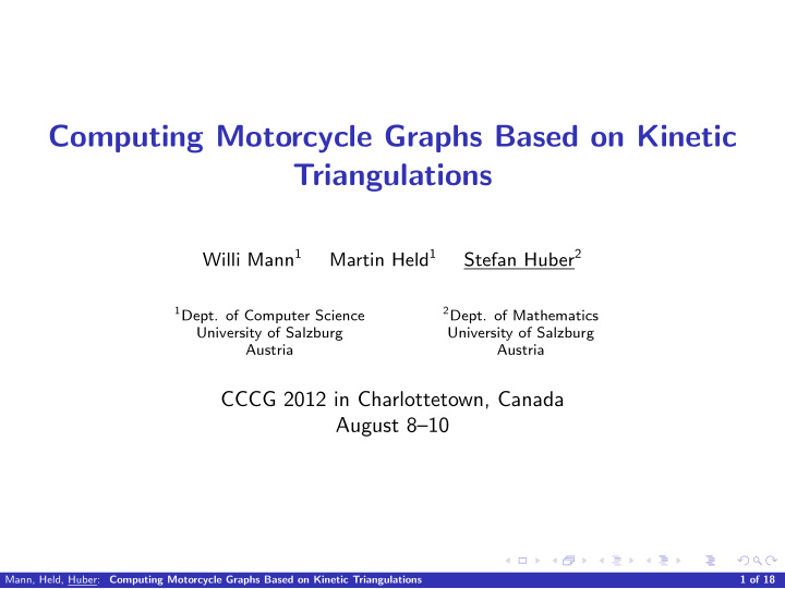 computing motorcycle graphs based on kinetic