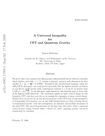 arXiv:0902.2790v1  [hep-th]  17 Feb 2009  A Universal Inequality  for  CFT and Quantum Gravity