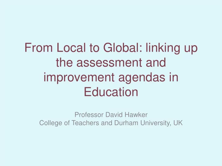 from local to global linking up