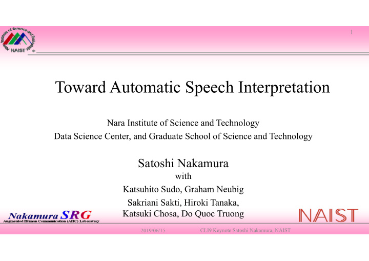 toward automatic speech interpretation