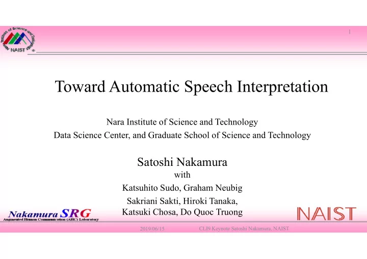 toward automatic speech interpretation