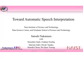 Toward Automatic Speech Interpretation  Nara Institute of Science and Technology  Data Science