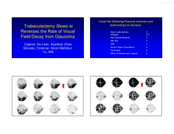 Trabeculectomy Slows or  relationships to disclose:  Reverses the Rate of Visual  Alcon