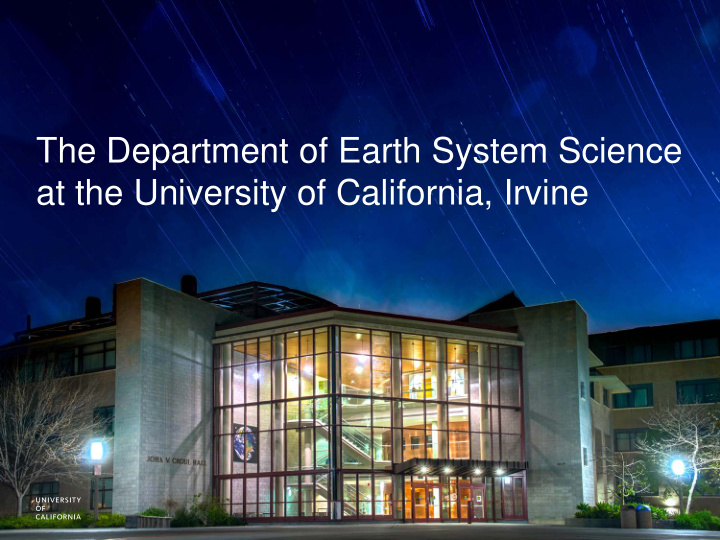 the department of earth system science at the university