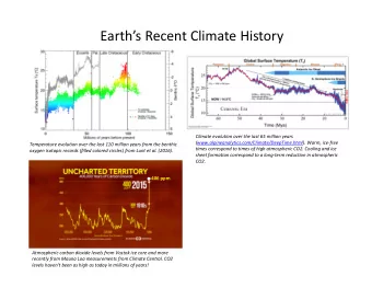 Earths Recent Climate History Climate evolution over the last 65 million years