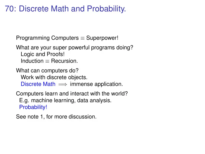 70 discrete math and probability