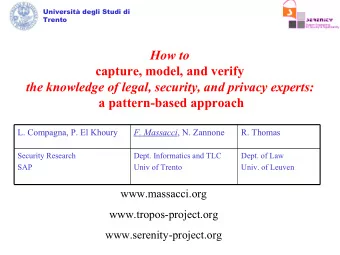 How to  capture, model, and verify the knowledge of legal, security, and privacy experts:  a