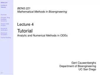 Tutorial  Verification  Numerical  Simulation  Analytic and Numerical Methods in ODEs  Further