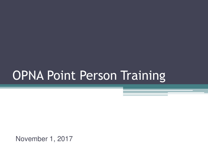 opna point person training