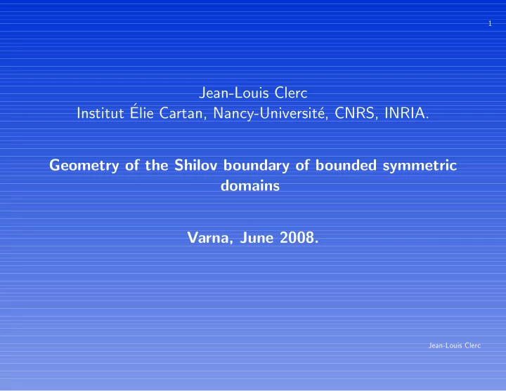 jean louis clerc institut elie cartan nancy universit e