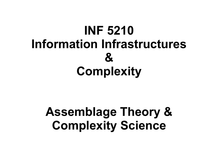 inf 5210 information infrastructures complexity