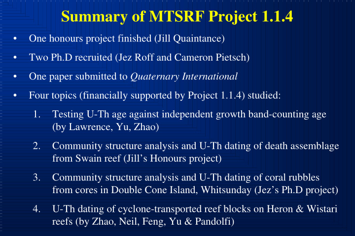 summary of mtsrf project 1 1 4