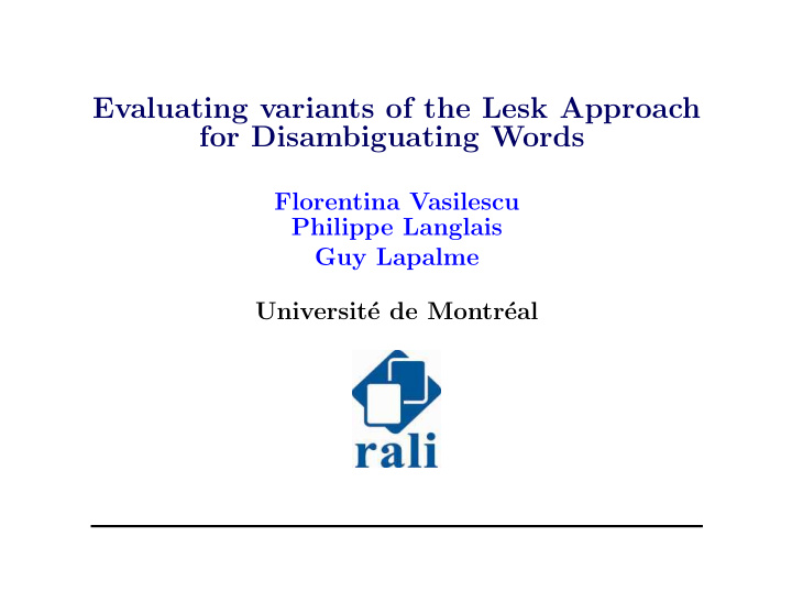 evaluating variants of the lesk approach for