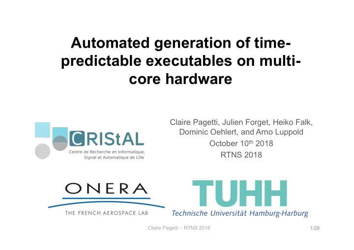 automated generation of time predictable executables on