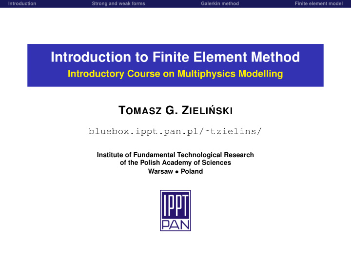 introduction to finite element method