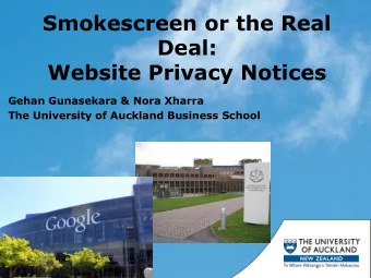 Smokescreen or the Real  Deal:  Website Privacy Notices  Gehan Gunasekara &amp; Nora Xharra  The