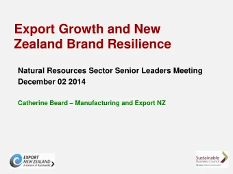Natural Resources Sector Senior Leaders Meeting  December 02 2014 Catherine Beard  Manufacturing