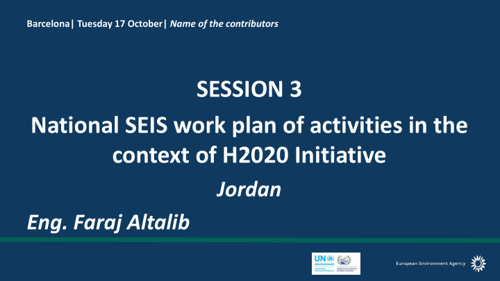 national seis work plan of activities in the
