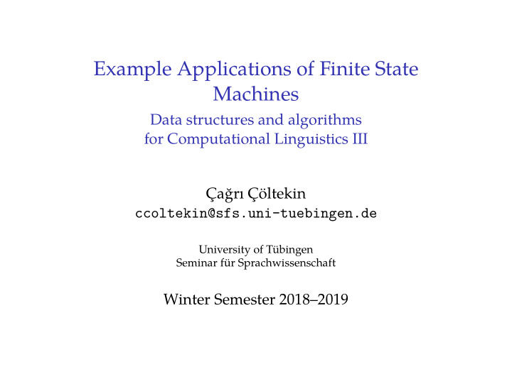 example applications of finite state machines