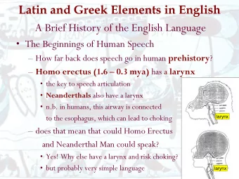 Latin and Greek Elements in English  A Brief History of the English Language   The Beginnings of
