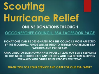 Scouting  Hurricane Relief  ONLINE DONATIONS THROUGH  OCCONEECHEE COUNCIL, BSA FACEBOOK PAGE